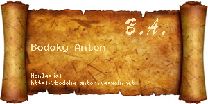 Bodoky Anton névjegykártya